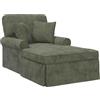 vidaXL Chaise Lounge con gonna con cuscino, verde, 157 x 91 x 91 cm, Ares, soggiorno, chaise lounge moderna, seduta elegante, design rettangolare, comoda sedia per la casa