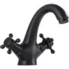 Todikaper Rubinetto vintage a doppia maniglia, girevole per lavabo, miscelatore caldo e freddo, in ottone, per bagno e cucina, cromato, oro, bronzo, nero (nero)