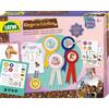 Lena Set fai da te Happy Horse con 4 rosette, medaglia, feltro glitterato e modelli di certificato, regalo per bambini dai 6 anni in su
