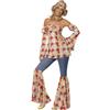 SMIFFYS Costume vintage da hippy anni '70, con top scollato sulla schiena, maniche, gonna