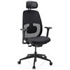 HJH Office Sedia da ufficio Skandis Pro con poggiatesta - Sedia girevole ergonomica professionale con meccanismo sincronizzato, schienale in rete 3D, supporto lordosi e braccioli 4D, colore nero