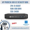 Hp ProDesk 600 G2 Desktop MINI Cpu i5-6500T Ram 8GB DDR4 SSD 240Gb Win11Pro