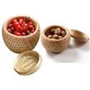 Roundsky Set di 2 piccole esche decorative in bambù con coperchio per riporre piccoli oggetti. Scatola di bambù fatta a mano e intrecciata per la conservazione