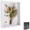 ARCPNRT Cornice Portafoto 3D, Cornice DIY per Oggetti da Riempire 21 x 30 cm, con Lastra Acrilica Trasparente, Floreale Scatola a Vetrina in Legno Profonda di 3 cm, per Bouquet di Nozze(Bianco)
