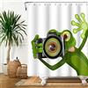 SDOTPMT 122x183cm Carino Buffo Rana Tenda da Doccia - Fotografo Rana Maggiore Occhio Fare una Foto - Tenda da Bagno Animale Bianco per Bambini - Poliestere Impermeabile con Ganci