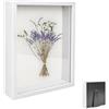 VIQIHEOE Cornice Portafoto 3D, Cornice 3D per Oggetti da Riempire 21 x 30 cm, con Lastra Acrilica Trasparente, Quadrata Scatola a Vetrina Profonda di 3 cm, per Bouquet di Nozze e Regali di Famiglia, Bianco