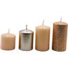 Dekohelden24 Candele dell'Avvento, candela a pilastro, corona, da tavolo in cappuccino beige e bronzo glitter, contenuto della confezione: 4 pezzi a gradini