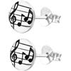 Zenvie Orecchini a bottone con chiave di violino e note musicali con scatola regalo - Argento Sterling 7 x 7 mm