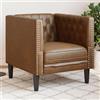 qohoio Poltrona Chesterfield Marrone in Similpelle Scamosciata -372658
