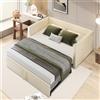 Fofetbfo Divano letto imbottito allungabile 90/180x200 cm, letto multifunzione con reti a doghe, lettino per bambini, 2 persone, tessuto velluto (beige)