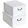 Lavatelli Set 2 pezzi Scatole armadio in cartone, organizer per vestiti e biancheria, per cambio stagione, Bianco 50x40xh25 cm