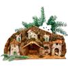 Avilia Presepe Natalizio Napoletano con Mulino, Fontana e Luci LED 42x96x58cm - Realizzato in Modo Artiginale e con Materiali Resistenti è Ideale per Addobbare Casa Durante le Feste Natalizie