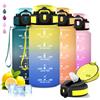 Grsta Borraccia, 500ml Borraccia Bambini, Borracce con Cannuccia, Senza Perdite, Water Bottle Motivazionale, Facile da Trasportare, Bottiglia Graduata, Con Chiusura di Sicurezza, Borracce per Scuole, Corsa