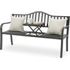 Relaxdays Panchina da Giardino Relaxdays con tavolino Pieghevole, 3 posti, Acciaio, HxLxP: 90 x 150 x 57,5 cm, Antracite