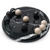 EARTHEN CRAFTS Mini gioco del tris con biglie, tavoliere Nera da 6 pollici | 10 palline nere e Verona Gioco classico fatto a mano per serate di gioco in famiglia e ideale come regalo.