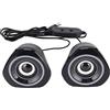 Risegun Altoparlante tavolo Mini altoparlante LED con subwoofer pesante alimentato tramite USB con audio nitido per computer laptop PC gioco ABS nero 2 altoparlanti (Versione aggiornata luce blu