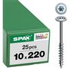 SPAX T-TAR plus 251011002205 - Viti per costruzioni in legno, 10,0 x 220 mm, testa piatta, filettatura parziale, 4CUT, WIROX A3J, 251011002205