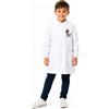 Siggi Grembiule bianco asilo bambino con abbottonatura laterale Siggi ricamo Zebra 4361, BIANCO