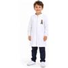Siggi Grembiule bianco asilo bambino con zip Siggi ricamo Cross 4356, BIANCO