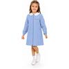 Siggi Grembiule scuola elementare celeste bambina con zip Siggi Made in Italy ricamo Be Yourself 4376, CELESTE