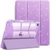 FINTIE Custodia per iPad Air 11 Pollici M4/M3/M2 (2026/2025/2024), iPad Air 5a/4a Gen 10,9 (2022/2020) con Portapenne - Antiurto Glittering Trasparente Cover con Auto Sveglia/Sonno, Lavanda