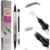 GEVECORI Matita per sopracciglia 2 in 1 Microblading 4D (marrone) | Disegno delle setole, con punta fine da 0,1 mm, impermeabile e pennello.