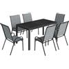 Outsunny Set Tavolo e Sedie da Giardino con Tavolo Metallico con Foro e 6 Sedie Impilabili Traspiranti, per Terrazza, Grigio | Aosom Italy