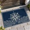 Generic Zerbino con bussola di benvenuto, motivo nautico con onde costiere e conchiglie estate blu navy antiscivolo, decorativo, decorazione per la casa per ingresso, portico esterno, balcone, 73 x 43 cm