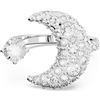 Swarovski Luna Anello Aperto, con Cristalli e Zirconia Swarovski, Placcatura in Tonalità Rodio, Taglia 60, Bianco