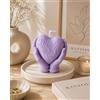 Generico Candela Artigianale in Cera di Soia, Forma Cuore tra le Mani, Decorazione Elegante, Disponibile in Più Colori (Lilla)