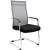 CLP Sedia Cantilever Con Braccioli Brenda I Sedia Sbalzo In Rete E Metallo I Sedia Ospiti Conferenze Imbottita I Sedia Ufficio Max Carico 110 KG, Colore:grigio
