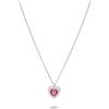 ORO&CO 925 Collana in argento con pietra fucsia a cuore e zirconi