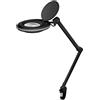 Goobay 65575 Lampada d'ingrandimento a LED a clip, 8 W, nera, 1,5 m - 650 lm, lente in cristallo da 127 mm, ingrandimento 1,75x, 3 diottrie
