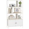 Relaxdays Libreria, H x L x P: 154,5 x 74 x 30 cm, 3 ripiani aperti, scaffale con armadietto, libreria moderna, bianca