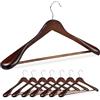 Relaxdays Grucce Appendiabiti per Giacche e Abiti, Set 8 Appendini con Barra Appendi Pantaloni e Gonne, Legno, Marrone