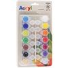 PRIMO Morocolor, 14 Colori acrilici fini in blister da 4,5 ml, Colori intensi e luminosi, Tempere coprenti e permanenti, Interagiscono bene con additivi e vernici, Pennello incluso