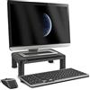 Baroni Home Supporto PC Regolabile a 3 Altezze, Supporto da Tavolo per Computer, Monitor, Tablet, Stampante con Scomparto, Nero