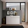 Dmora - Credenza Brits, Buffet da soggiorno, Madia da salotto, Dispensa da cucina, Made in Italy, 135x38h79 cm, Bianco lucido