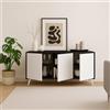 Dmora - Credenza Weddell, Buffet da Soggiorno, Madia da Salotto, Dispensa da Cucina, 154x40h72 cm, Antracite e Bianco