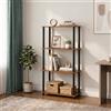 Furinno TURN-N-TUBE - Scaffale per libri, a 4 ripiani, ad angolo, senza attrezzi, per organizzazione e stoccaggio, soggiorno, camera da letto, ingresso, lavanderia, rovere ciliegio chiaro