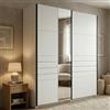 Dmora Guardaroba Grande Kataka 146x218h cm Bianco Opaco Appendiabiti 2 Ripiani, Armadio Camera da Letto Apertura Scorrevole