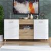 Dmora Credenza Fujieda 173x42x88h cm Bianco un Cassetto 3 Ripiani, Madia Apertura Battente, a Ribalta, Scorrevole
