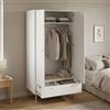 Dmora Guardaroba 2 Ante Jolene, Mobile Camera da Letto, Cabina Armadio portabiti, Armadio Appendiabiti, 99x58 h200 cm, Bianco