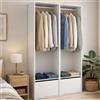 Dmora - Guardaroba grande Brealone, Mobile camera da letto, Cabina armadio portabiti, Armadio appendiabiti aperto, 120x45 h205 cm, Bianco e Rovere