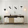 Dmora - Credenza Rotanev, Buffet da soggiorno, Madia da salotto, Dispensa da cucina, 160x35 h78 cm, Noce e Grigio