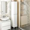 Dmora - Mobile colonna Pifer, Pensile bagno o cucina, Armadio alto multifunzione, Mobiletto multiuso, 30x35 h182 cm, Bianco lucido