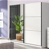 Dmora Guardaroba Grande Kashima 217x210h cm Bianco Opaco Appendiabiti 8 Ripiani, Armadio Camera da Letto Apertura Scorrevole