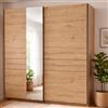 Dmora Guardaroba Grande Katoko 220x218h cm Marrone Rovere Nodi Appendiabiti 2 Ripiani, Armadio Camera da Letto Apertura Scorrevole