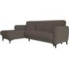 Dmora - Divano Letto con penisola Angel, Divano ad Angolo Reversibile, Sofà Contenitore Moderno con Chaise Longue e 3 Cuscini, 230x153h85 cm, Marrone