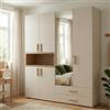 Dmora Guardaroba Grande Ichihara 179x227h cm Bianco Crema 2 Cassetti 4 Ripiani, Armadio Camera da Letto Appendiabiti